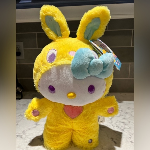 Hello Kitty Other - NEW Hello Kitty Easter Side Stepper yellow bunny musical animated plush